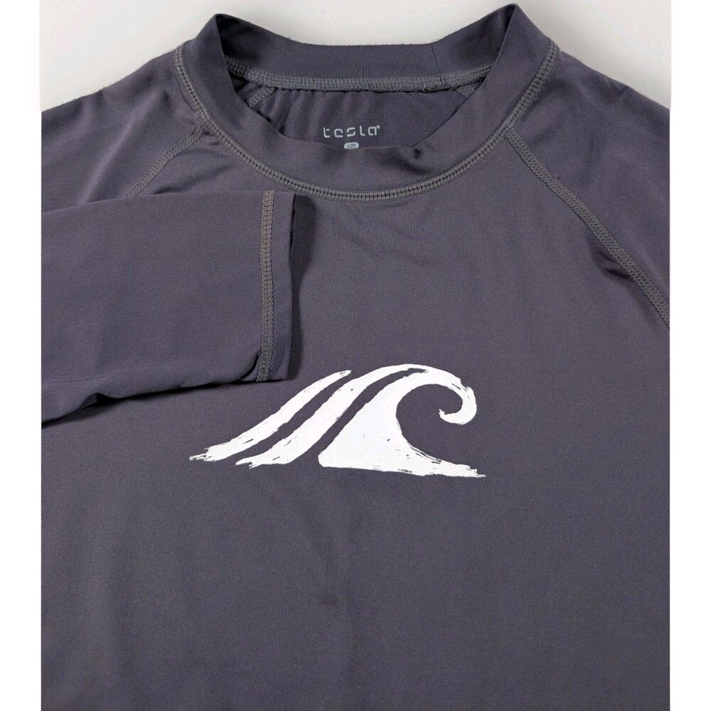 Tesla Rash Guard Swim Compression Shirt Womens L Gray Long Sleeve Stretch